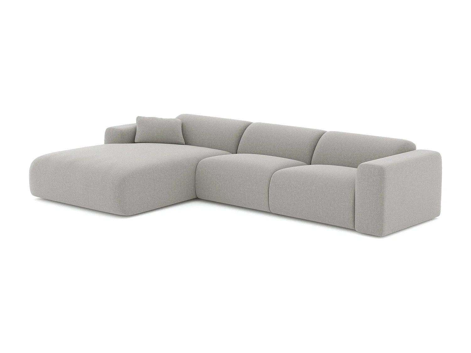 Canapé grand angle gauche MYRA 5 places en tissu tramé gris clair