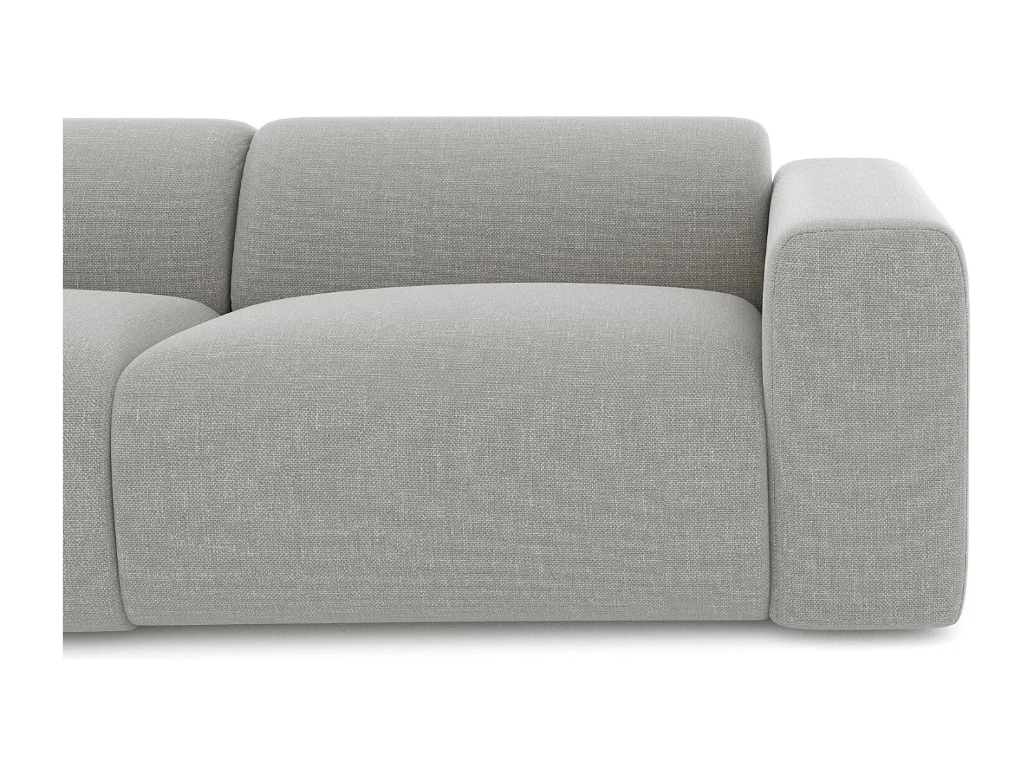Canapé grand angle gauche MYRA 5 places en tissu tramé gris clair