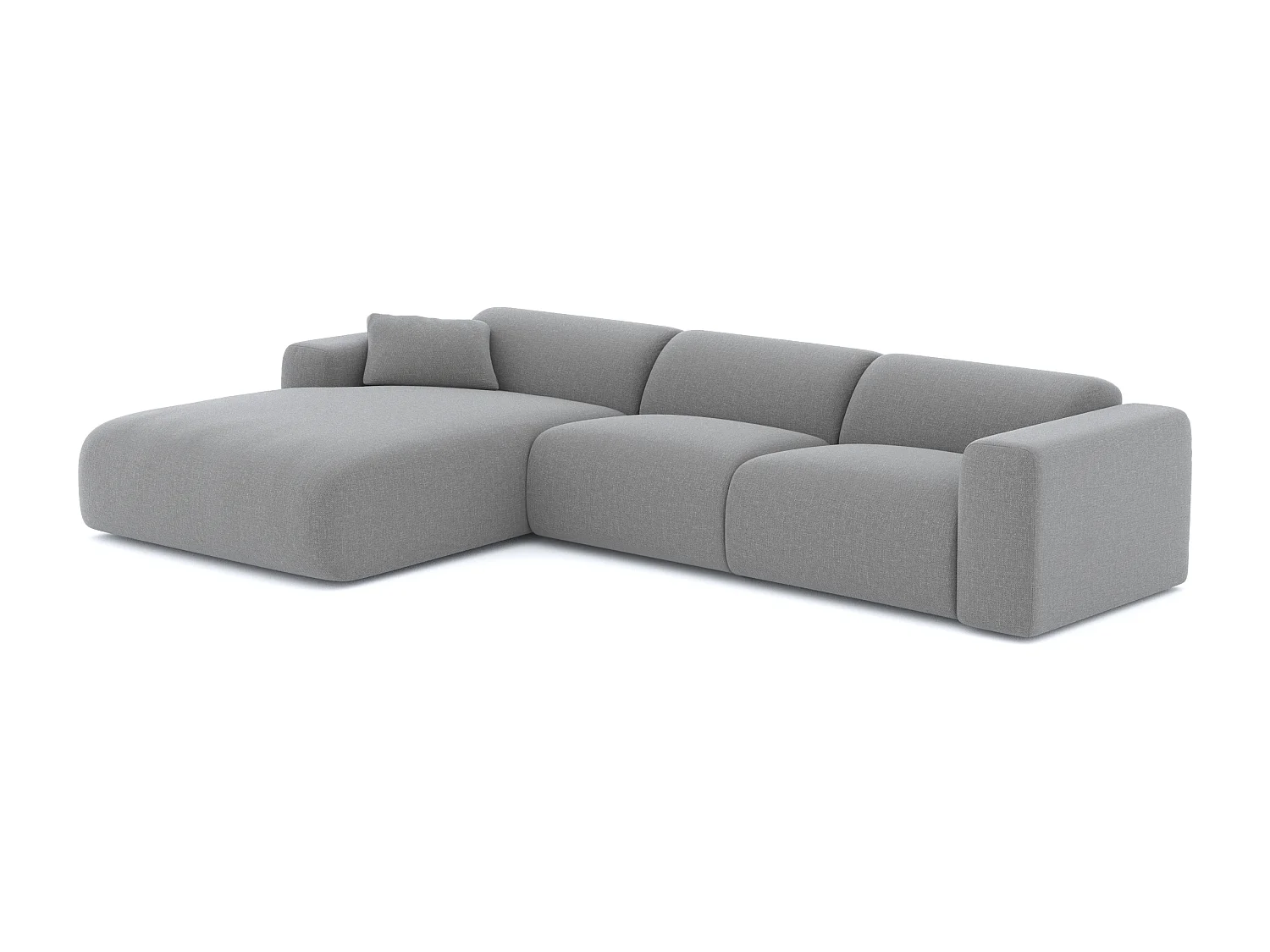 Canapé grand angle gauche tissu tramé gris clair 280cm  MYRA