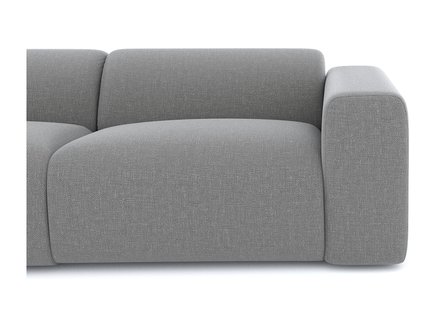 Canapé grand angle gauche tissu tramé gris clair 280cm  MYRA