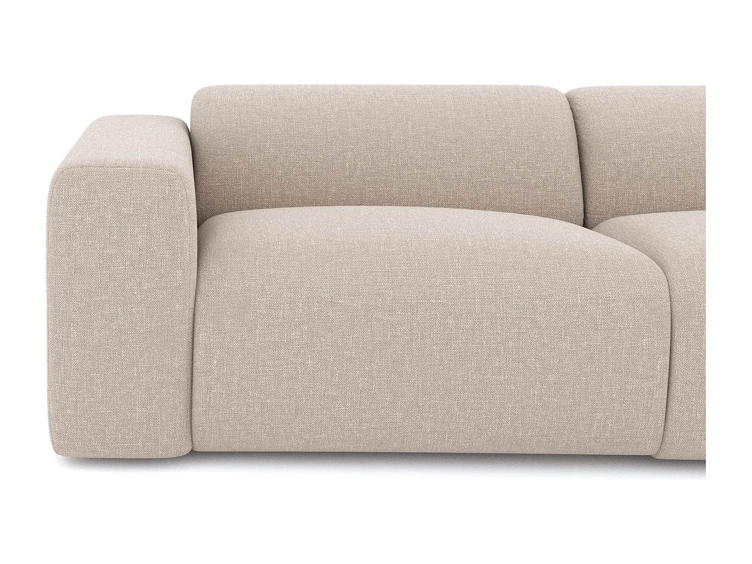 Canapé grand angle droit MYRA 5 places en tissu tramé beige