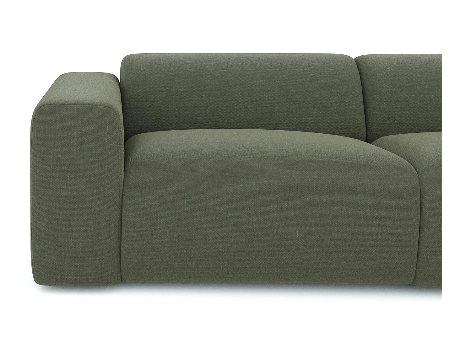 Canapé grand angle droit MYRA 5 places en tissu tramé vert olive