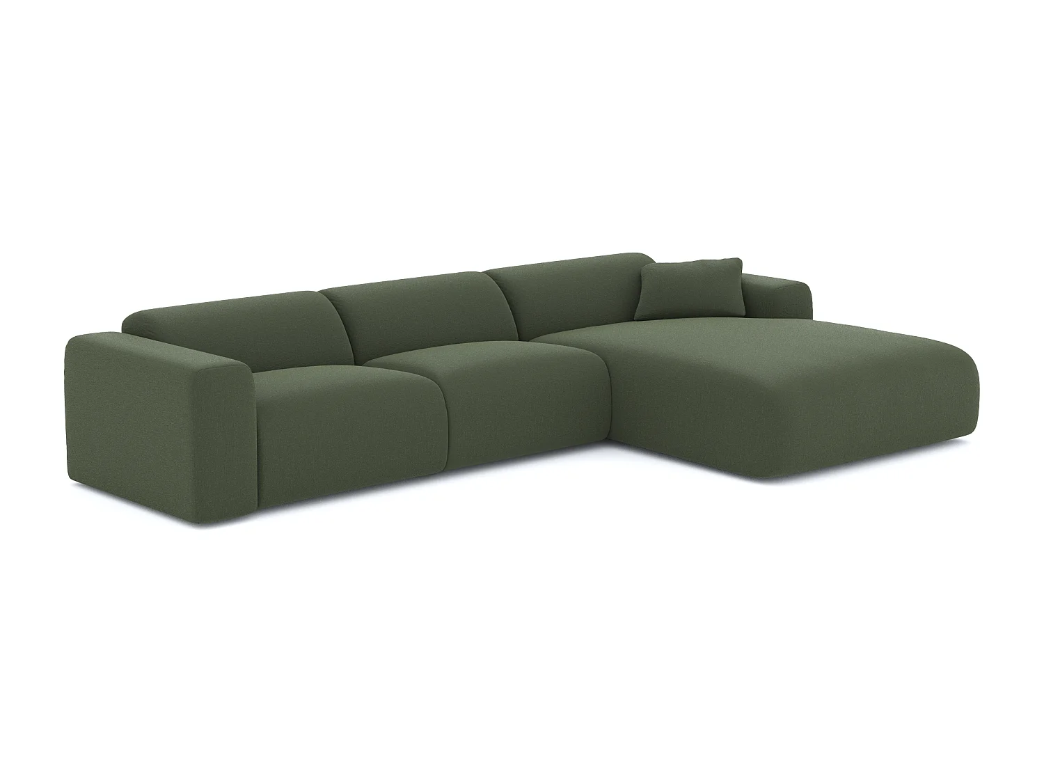Canapé grand angle droit tissu tramé vert olive 280cm  MYRA