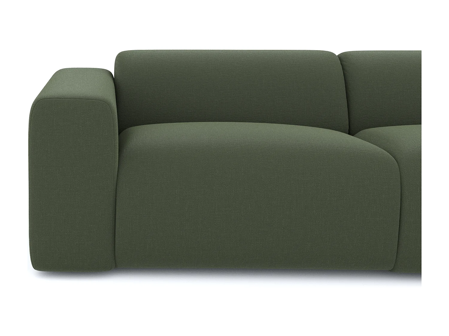 Canapé grand angle droit tissu tramé vert olive 280cm  MYRA