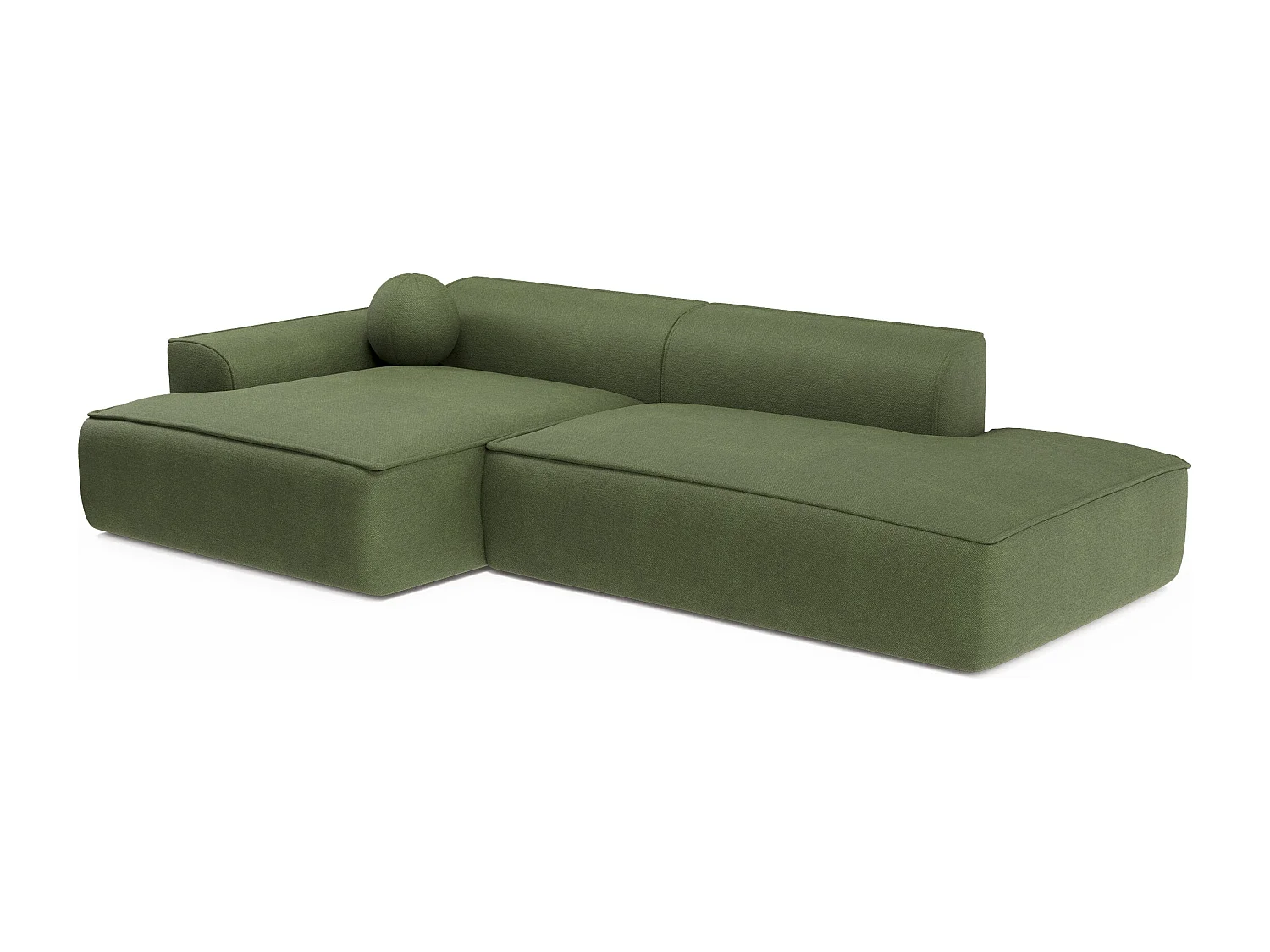 Canapé angle gauche 4 places ANIA en tissu tramé vert olive