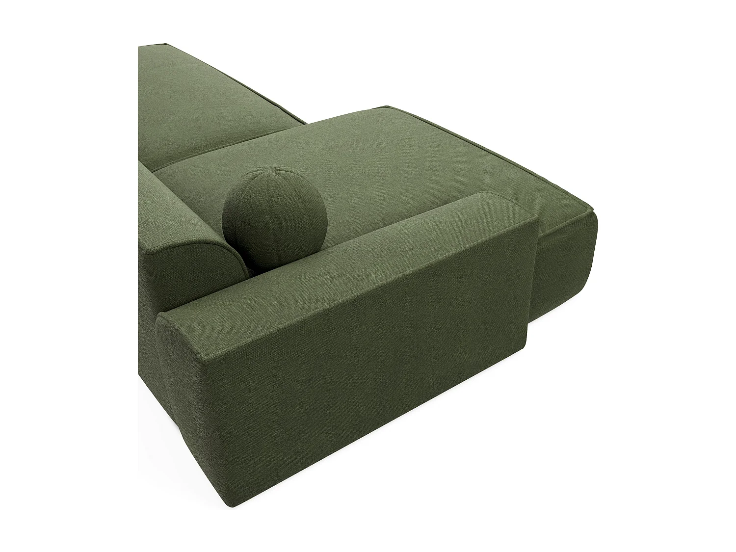 Canapé angle gauche 4 places ANIA en tissu tramé vert olive