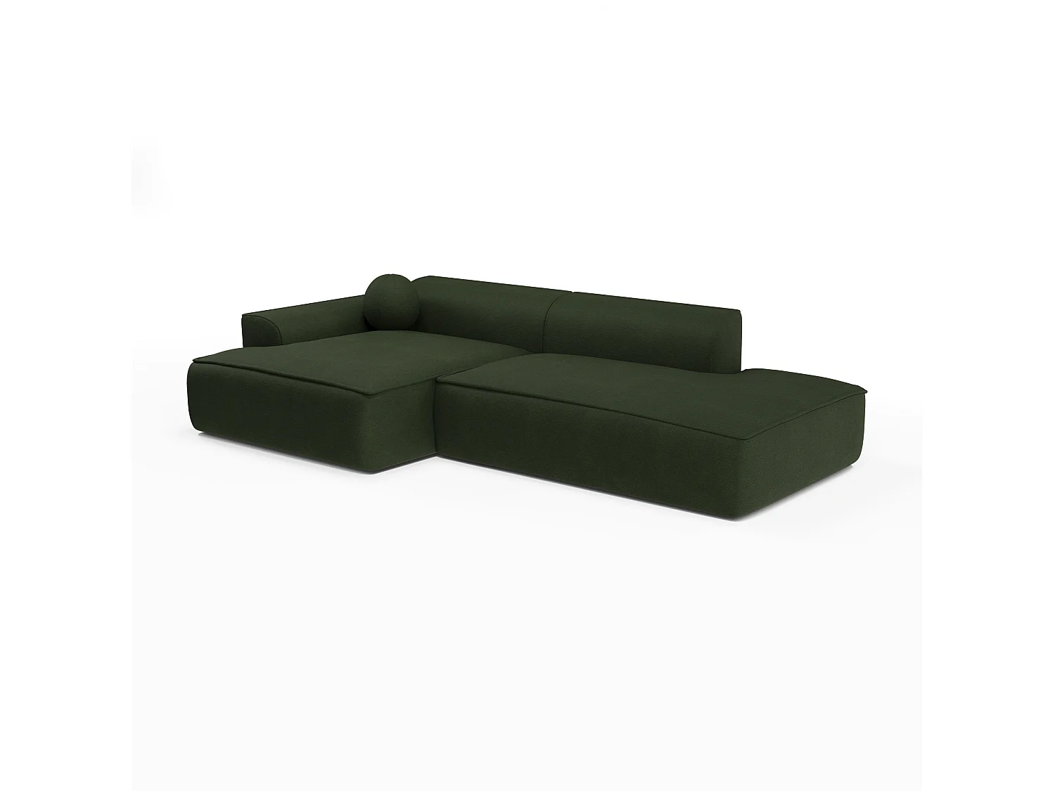 Canapé angle gauche tissu tramé vert olive 260cm  ANIA
