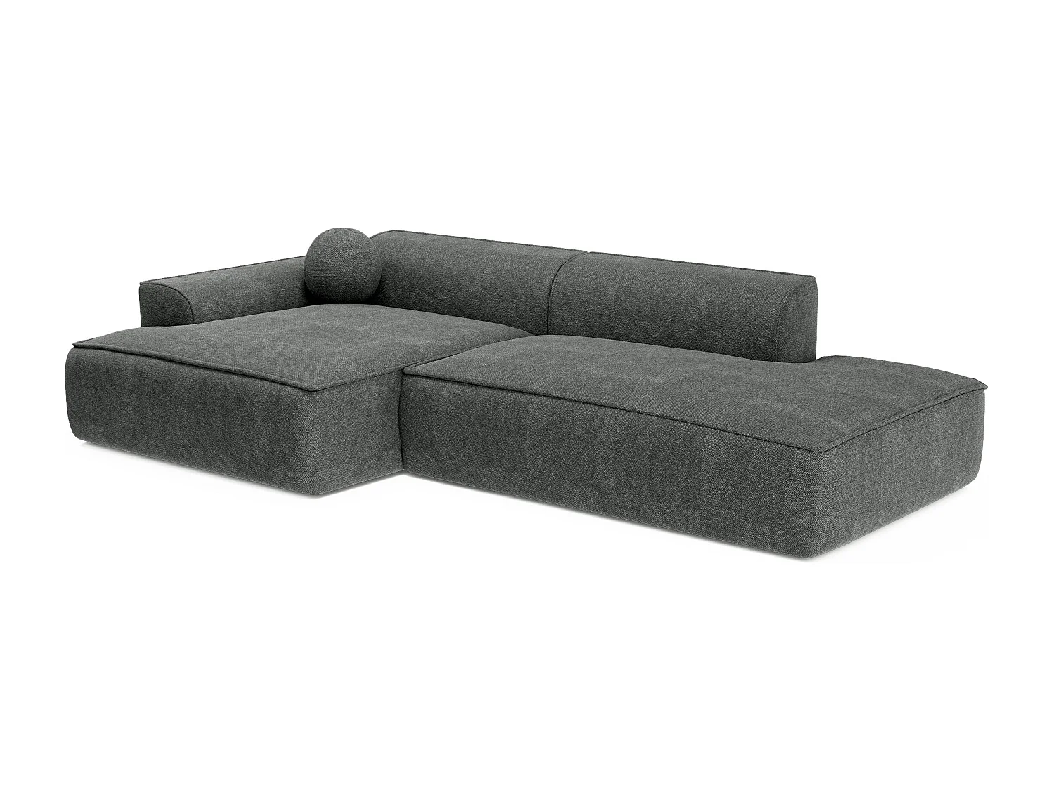 Canapé angle gauche 4 places ANIA en tissu tramé gris anthracite