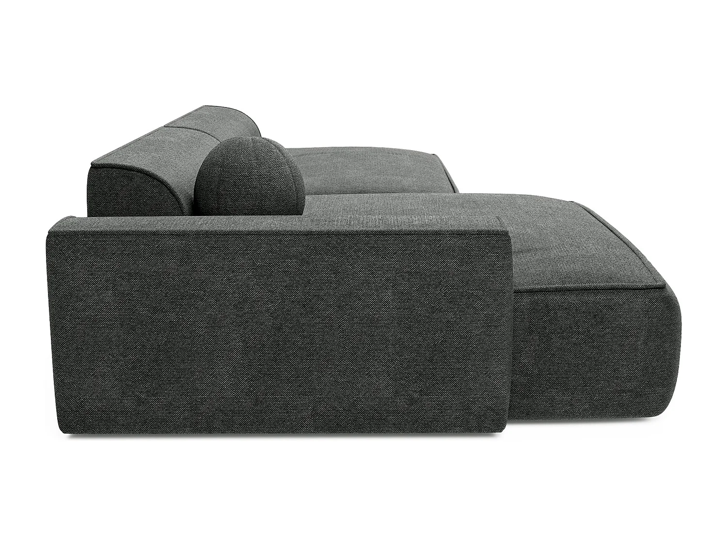 Canapé angle gauche 4 places ANIA en tissu tramé gris anthracite