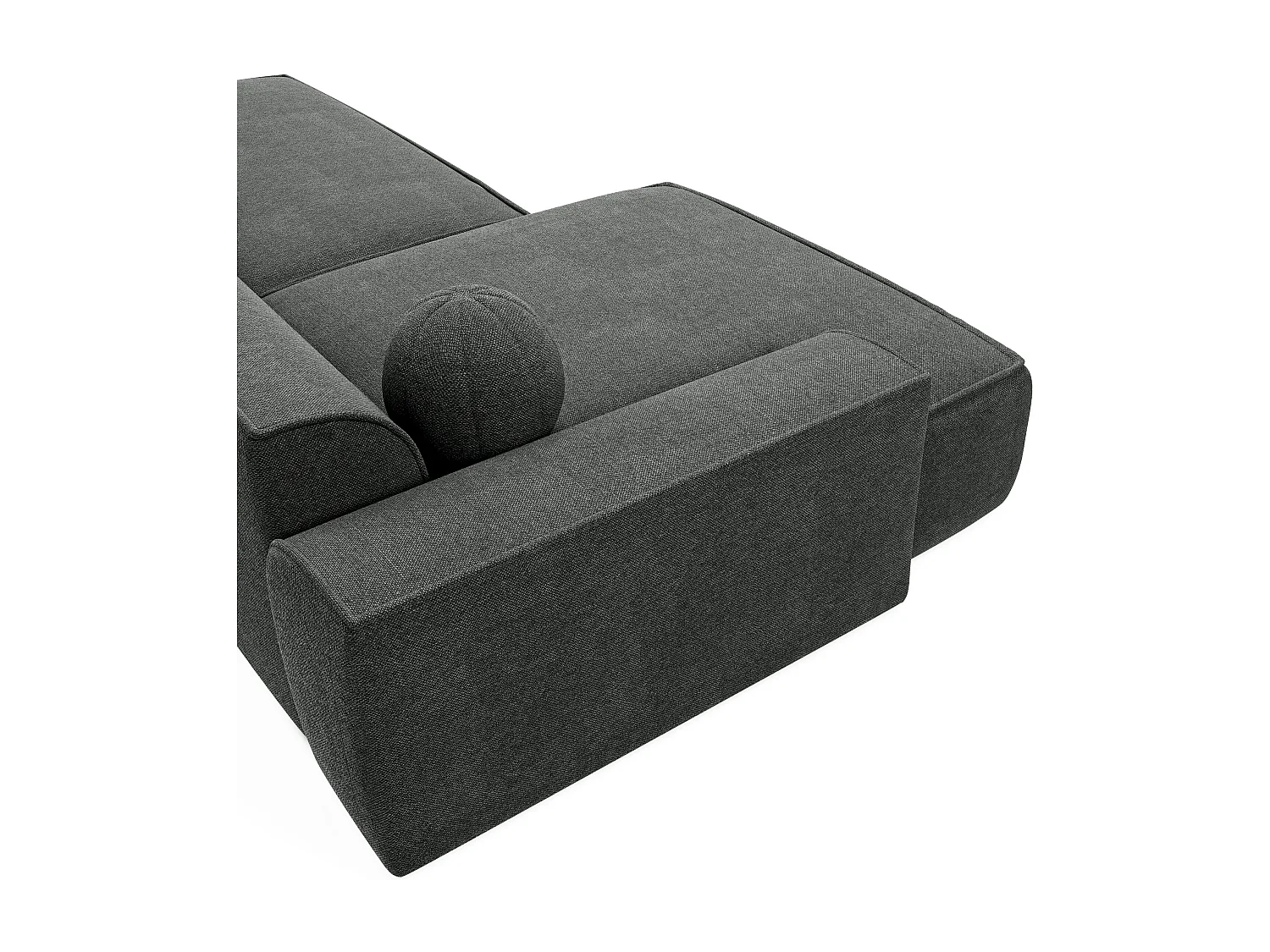 Canapé angle gauche 4 places ANIA en tissu tramé gris anthracite