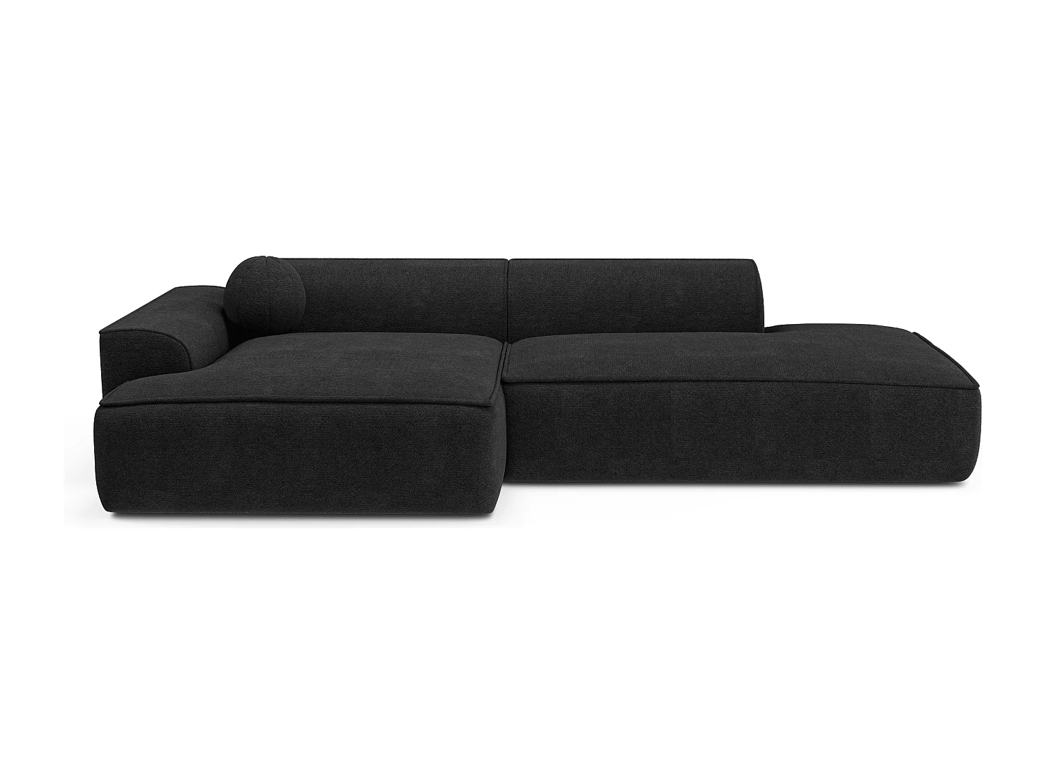Canapé angle gauche 4 places ANIA en tissu tramé gris anthracite