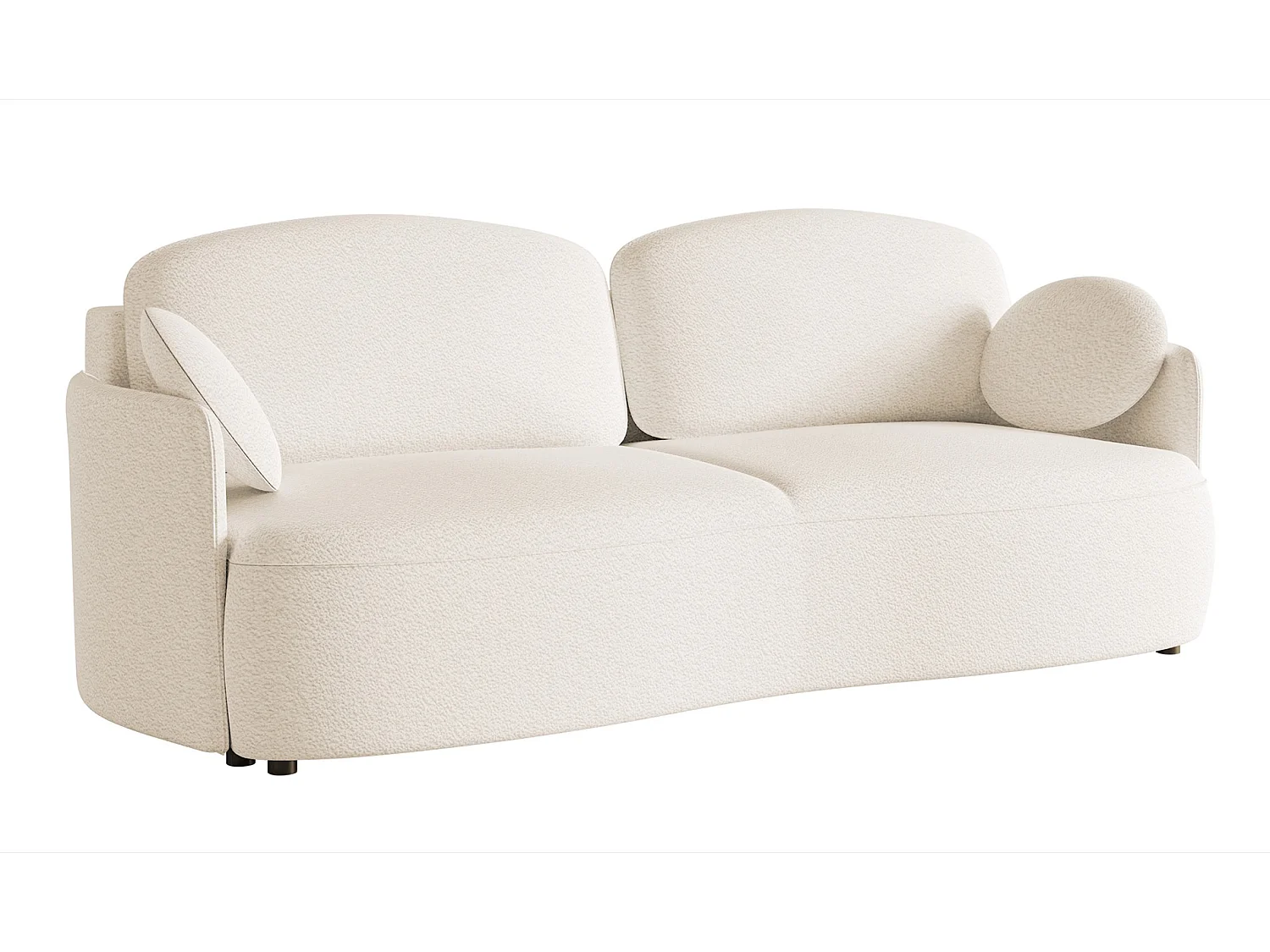 Sofa mit Schlaffunktion, Stauraum - Bouclé-Bezug - creme - RAVIOLO