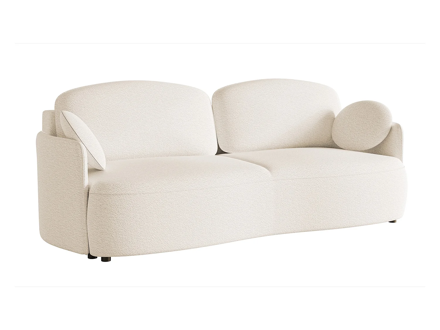 Canapé convertible 3 places - en bouclette crème - RAVIOLO