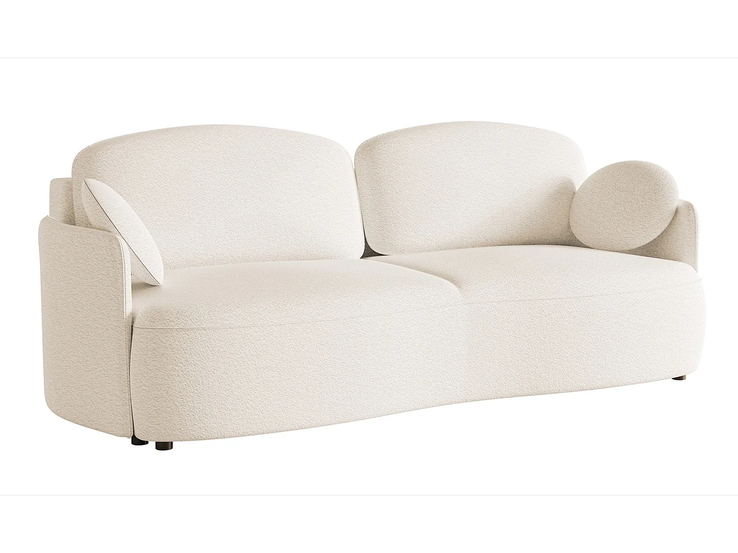 Sofa mit Schlaffunktion, Stauraum - Bouclé-Bezug - creme - RAVIOLO