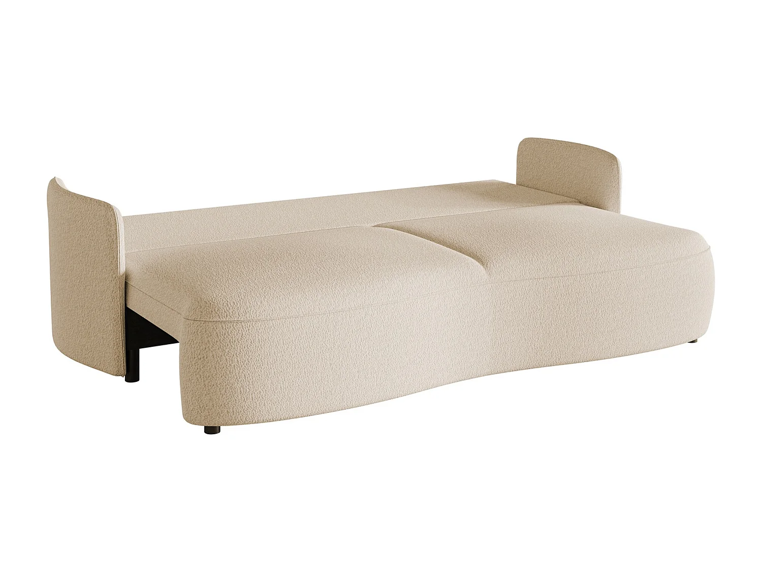 Canapé convertible 3 places - en bouclette beige clair - RAVIOLO