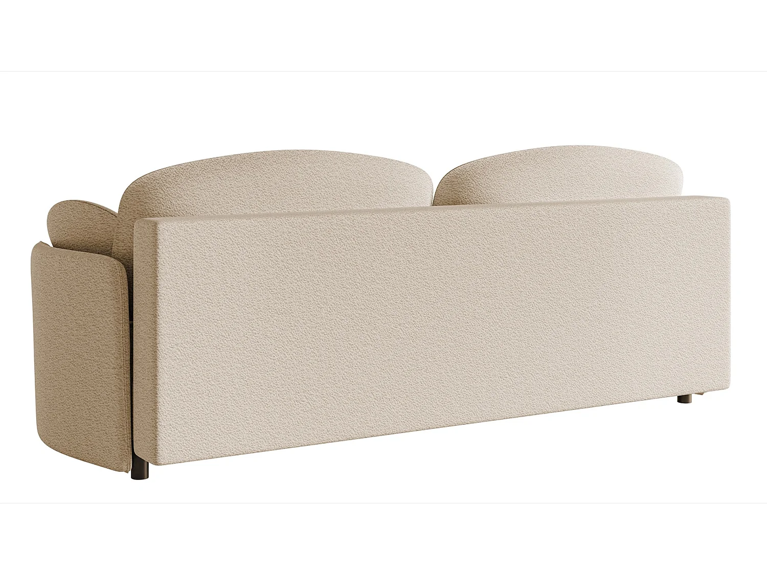 Canapé convertible 3 places - en bouclette beige clair - RAVIOLO