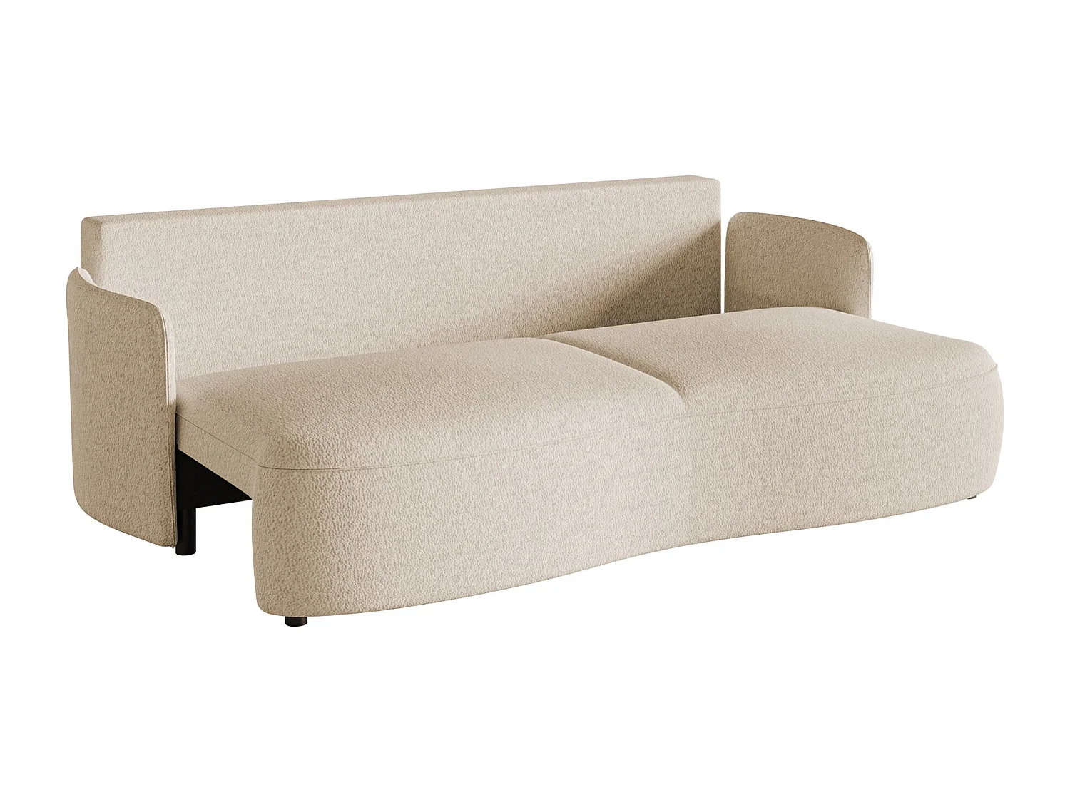 Canapé convertible 3 places - en bouclette beige clair - RAVIOLO