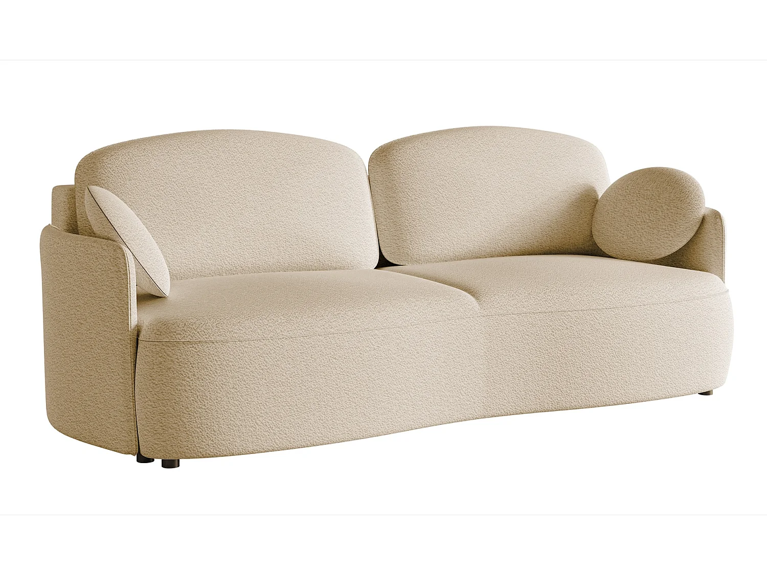 Canapé convertible 3 places - en bouclette beige clair - RAVIOLO