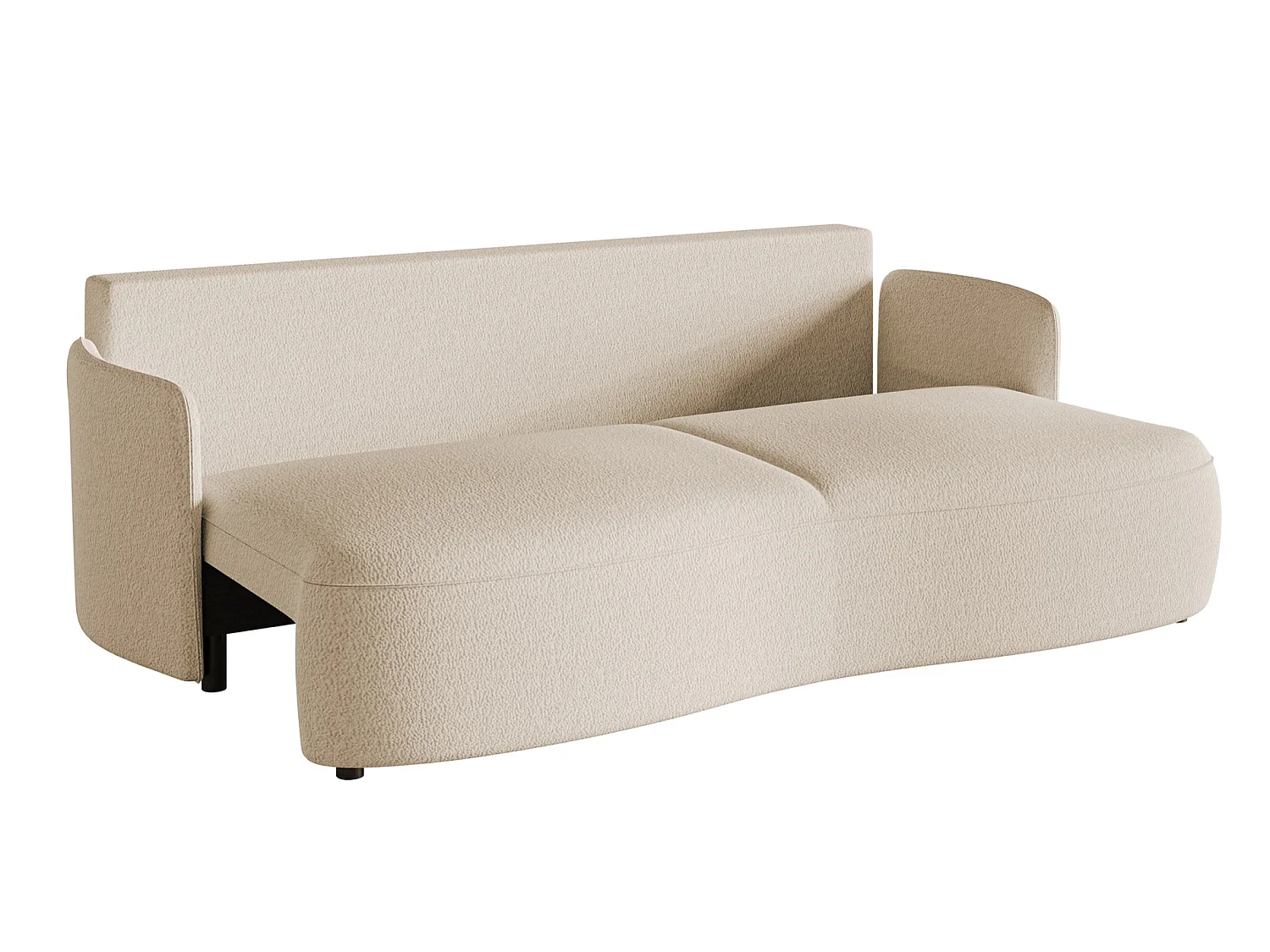 Canapé convertible 3 places - en bouclette beige clair - RAVIOLO