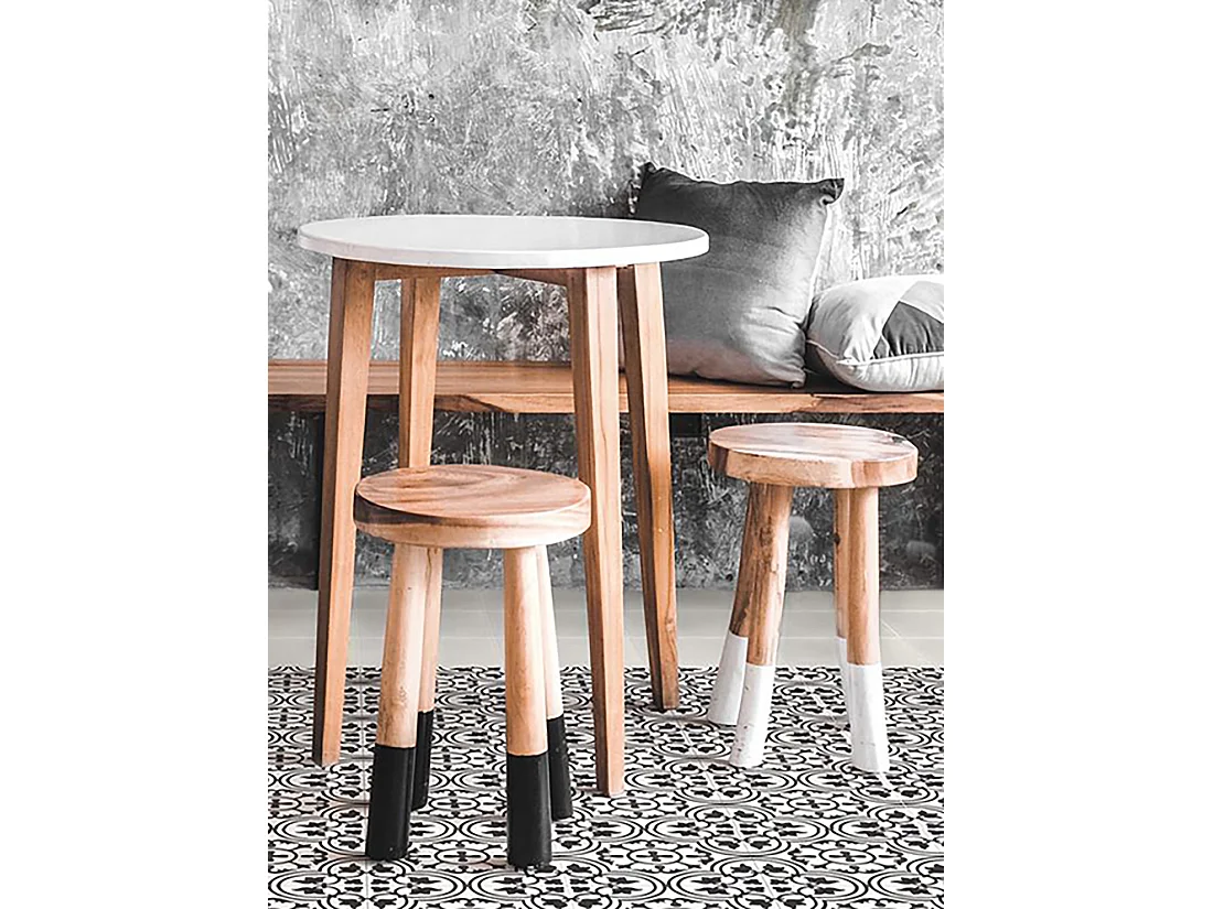 Boite de 24 Carreaux de ciment véritable 0,96m2 / Carreaux de ciment artisanaux pour sol et mur coloris noir/blanc - l.20 x L.20 cm