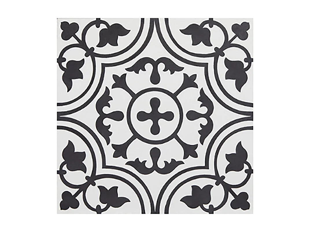 Boite de 24 Carreaux de ciment véritable 0,96m2 / Carreaux de ciment artisanaux pour sol et mur coloris noir/blanc - l.20 x L.20 cm