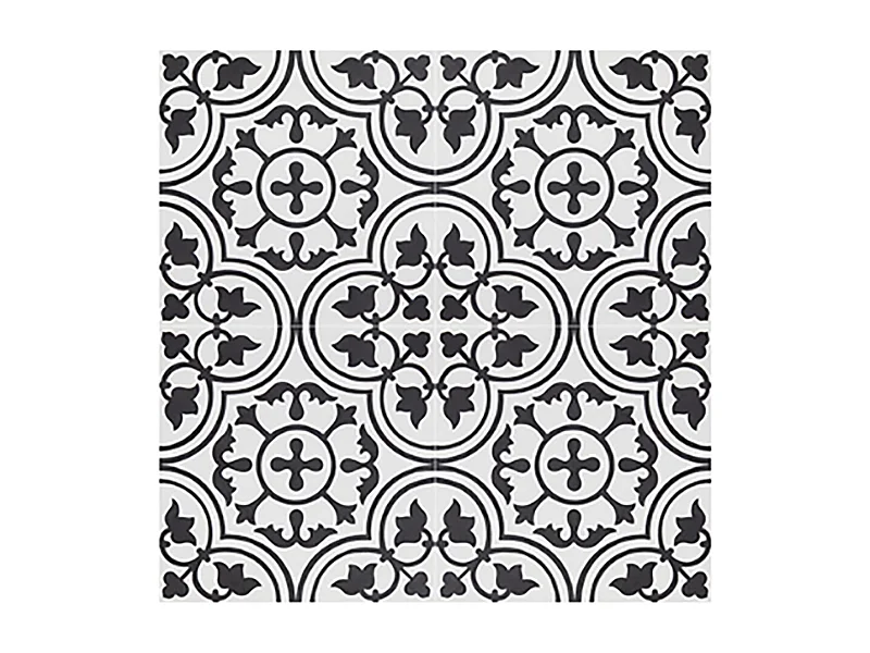 Boite de 24 Carreaux de ciment véritable 0,96m2 / Carreaux de ciment artisanaux pour sol et mur coloris noir/blanc - l.20 x L.20 cm