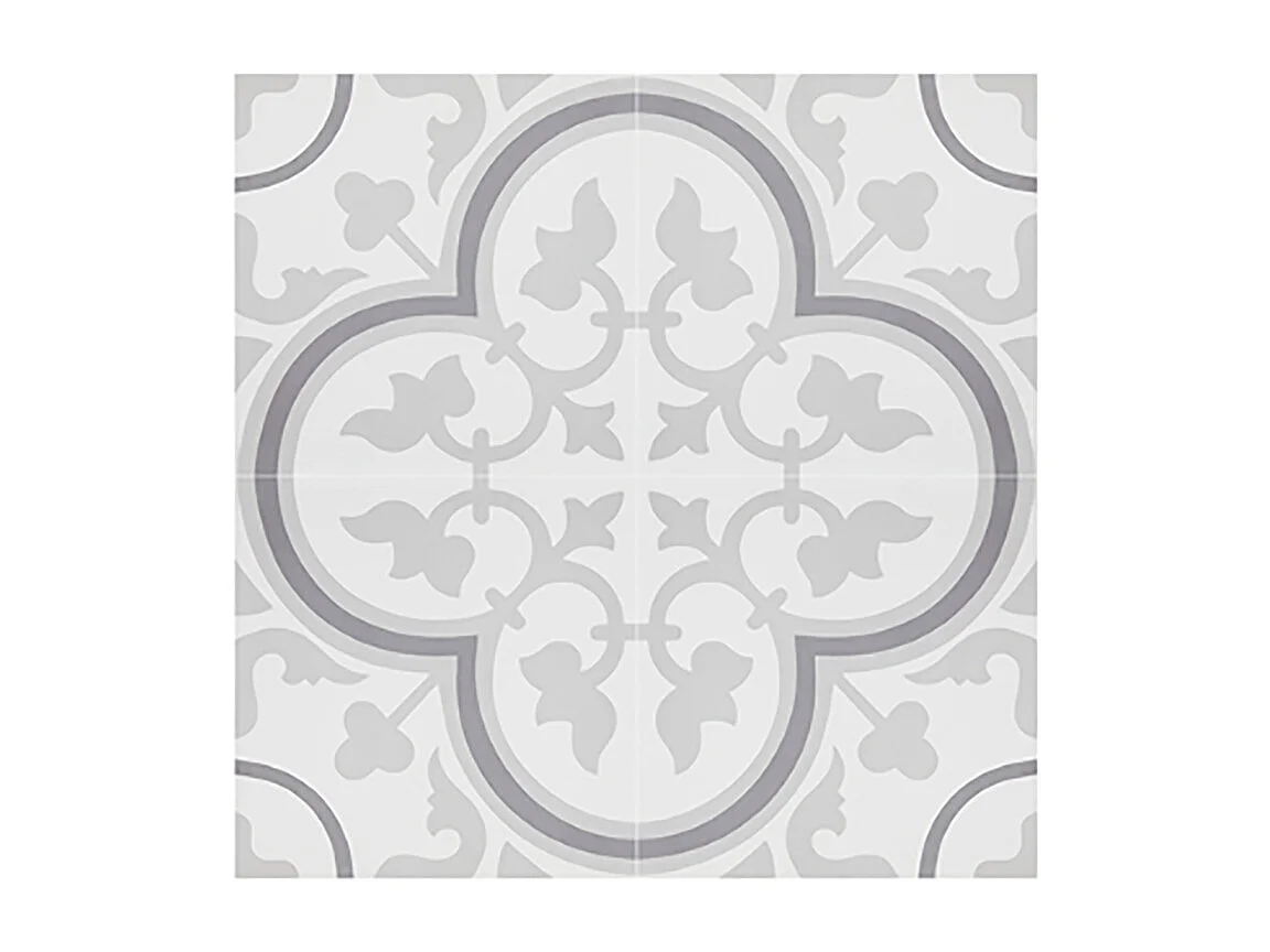 Boite de 24 Carreaux de ciment véritable 0,96m2 / Carreaux de ciment artisanaux pour sol et mur coloris Gris - l.20 x L.20cm