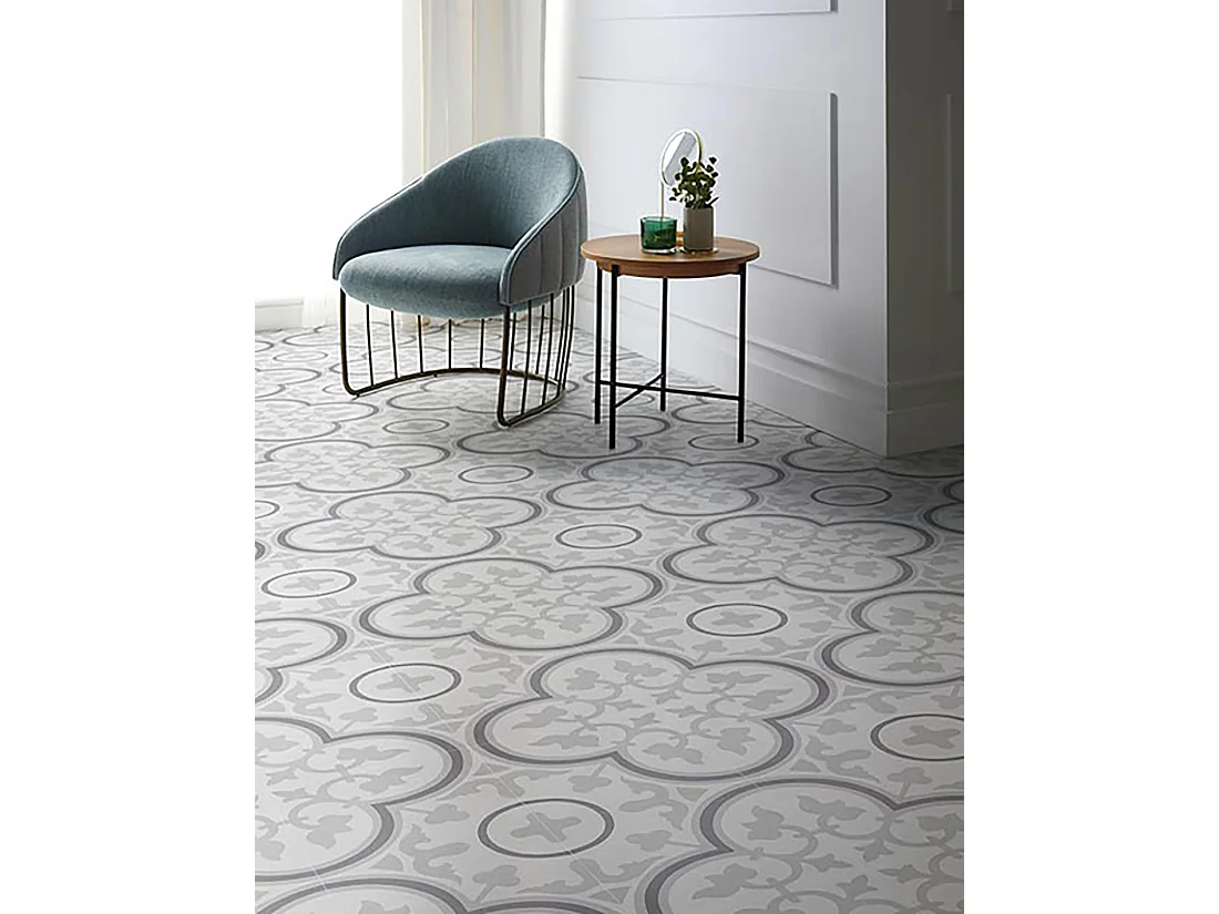 Boite de 24 Carreaux de ciment véritable 0,96m2 / Carreaux de ciment artisanaux pour sol et mur coloris Gris - l.20 x L.20cm