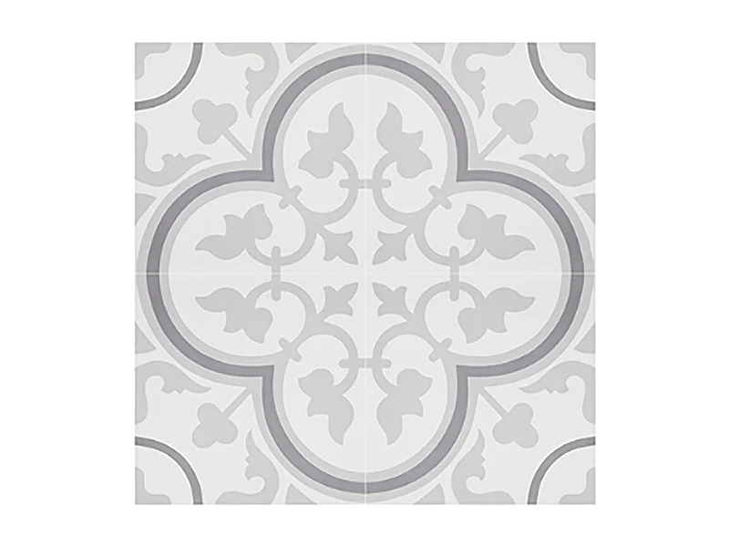 Boite de 24 Carreaux de ciment véritable 0,96m2 / Carreaux de ciment artisanaux pour sol et mur coloris Gris - l.20 x L.20cm