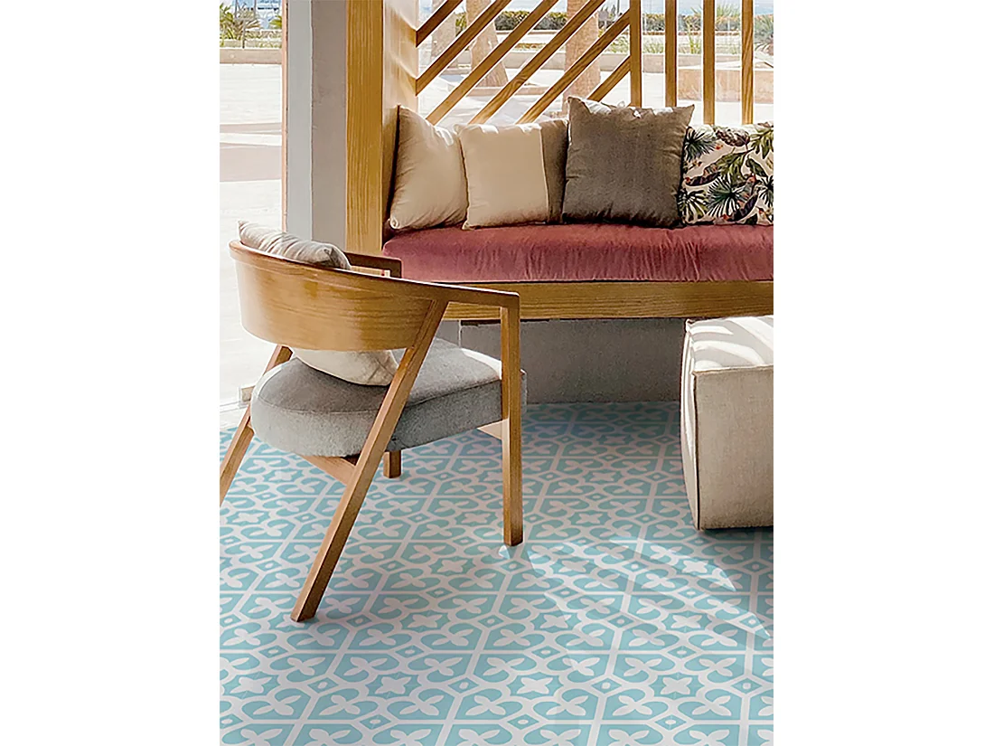 Boite de 24 Carreaux de ciment véritable 0,96m2 / Carreaux de ciment artisanaux coloris bleu pour sol et mur - l.20 x L.20 cm 