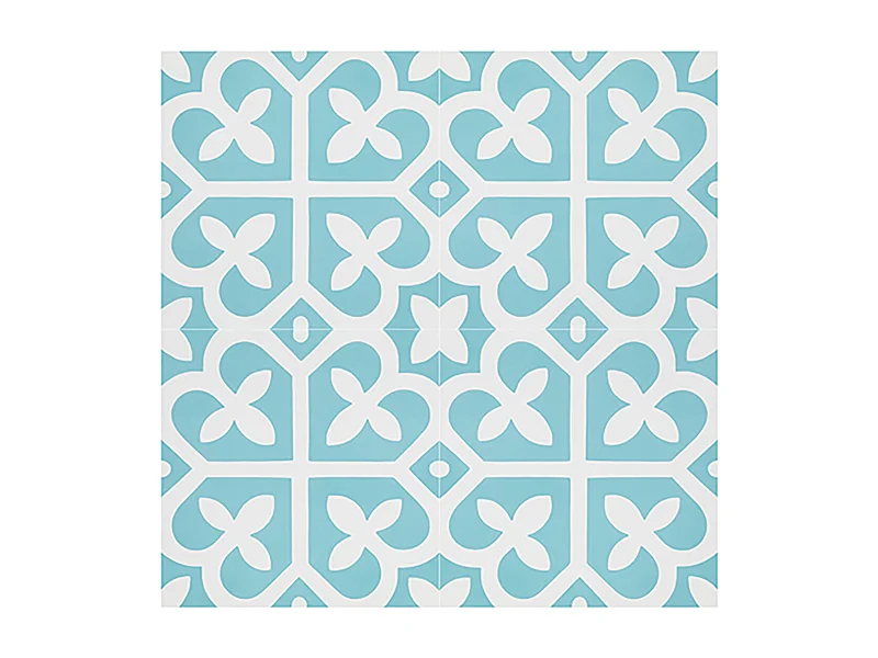 Boite de 24 Carreaux de ciment véritable 0,96m2 / Carreaux de ciment artisanaux coloris bleu pour sol et mur - l.20 x L.20 cm 