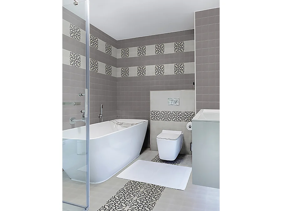 Boite de 24 Carreaux de ciment véritable 0,96m2 /Carreaux de ciment artisanaux pour sol et mur coloris gris - l.20 x L.20 cm