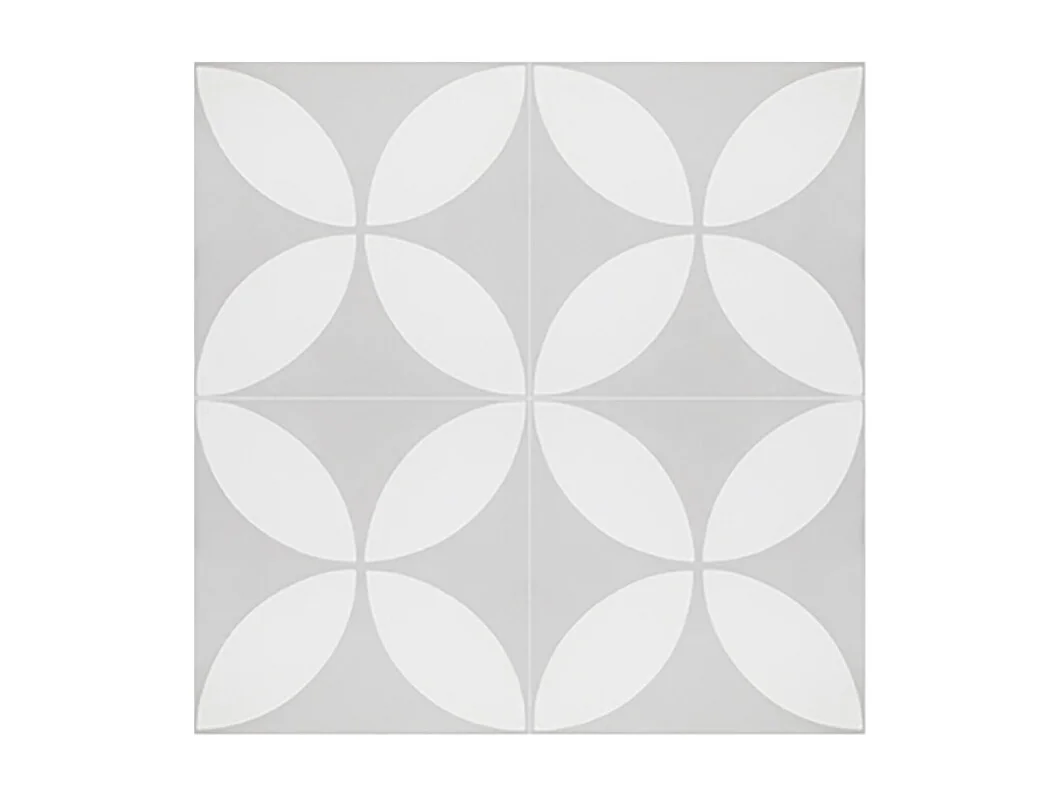 Boite de 24 Carreaux de ciment véritable 0,96m2 / Carreaux de ciment artisanaux pour sol et mur coloris gris et blanc - l.20 x L.20 cm