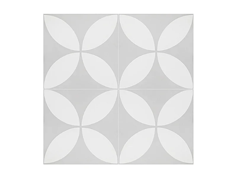 Boite de 24 Carreaux de ciment véritable 0,96m2 / Carreaux de ciment artisanaux pour sol et mur coloris gris et blanc - l.20 x L.20 cm