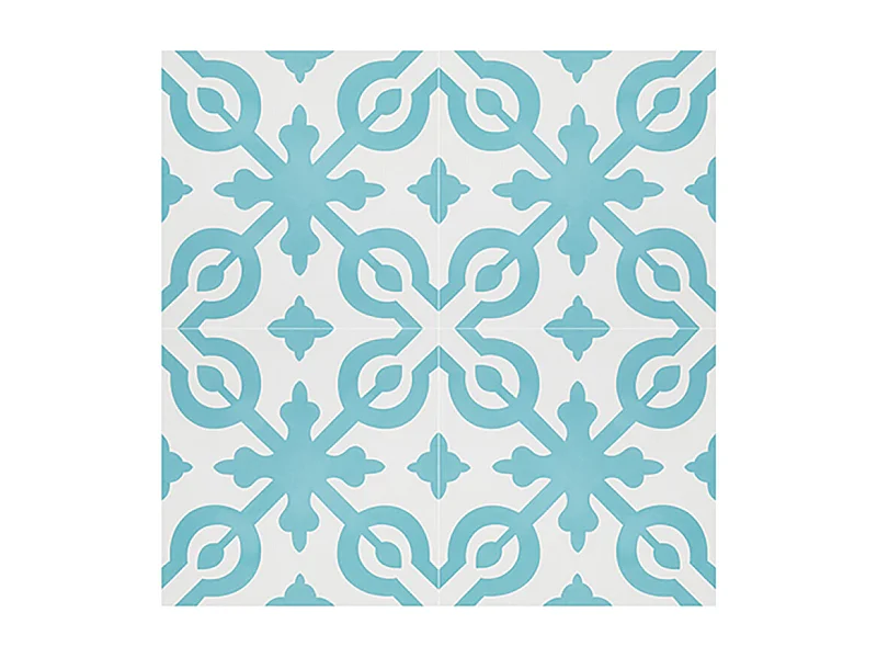 Boite de 24 Carreaux de ciment véritable 0,96m2 / Carreaux de ciment artisanaux coloris Bleu pour sol et mur - l.20 x L.20 cm