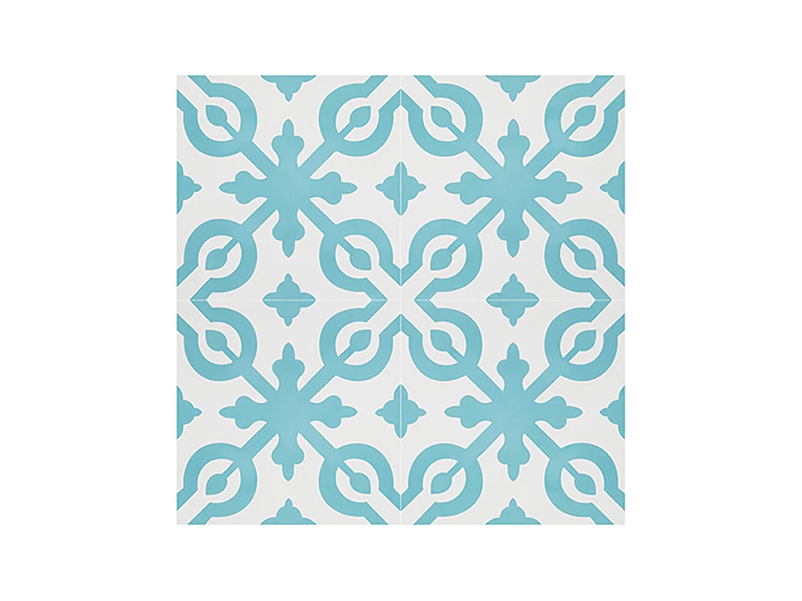 Boite de 24 Carreaux de ciment véritable 0,96m2 / Carreaux de ciment artisanaux coloris Bleu pour sol et mur - l.20 x L.20 cm