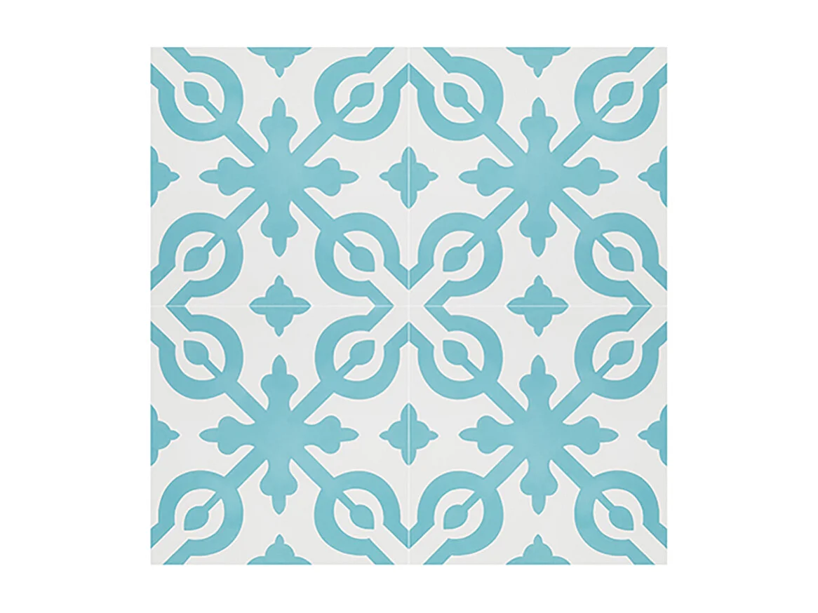 Boite de 24 Carreaux de ciment véritable 0,96m2 / Carreaux de ciment artisanaux coloris Bleu pour sol et mur - l.20 x L.20 cm