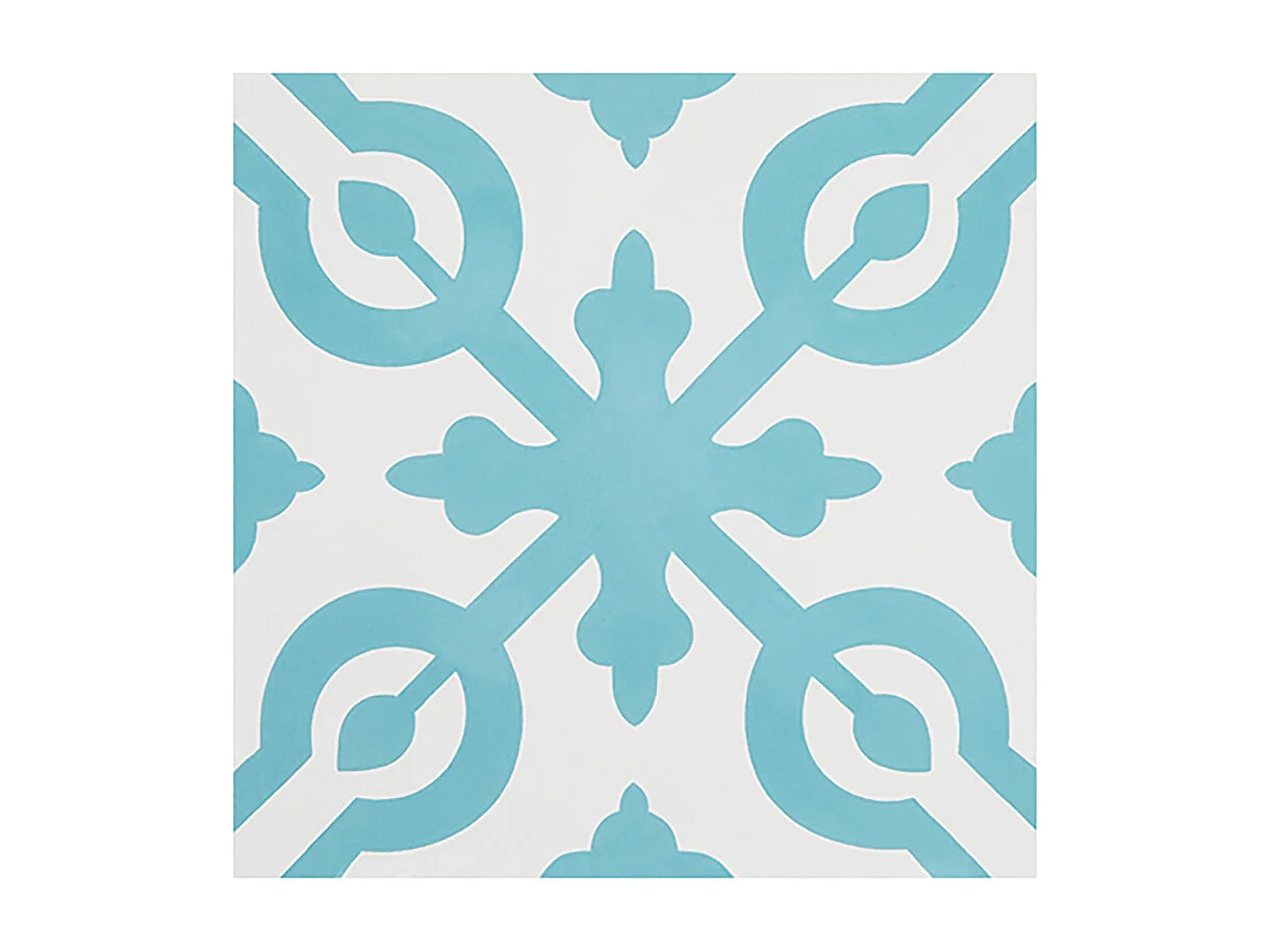 Boite de 24 Carreaux de ciment véritable 0,96m2 / Carreaux de ciment artisanaux coloris Bleu pour sol et mur - l.20 x L.20 cm