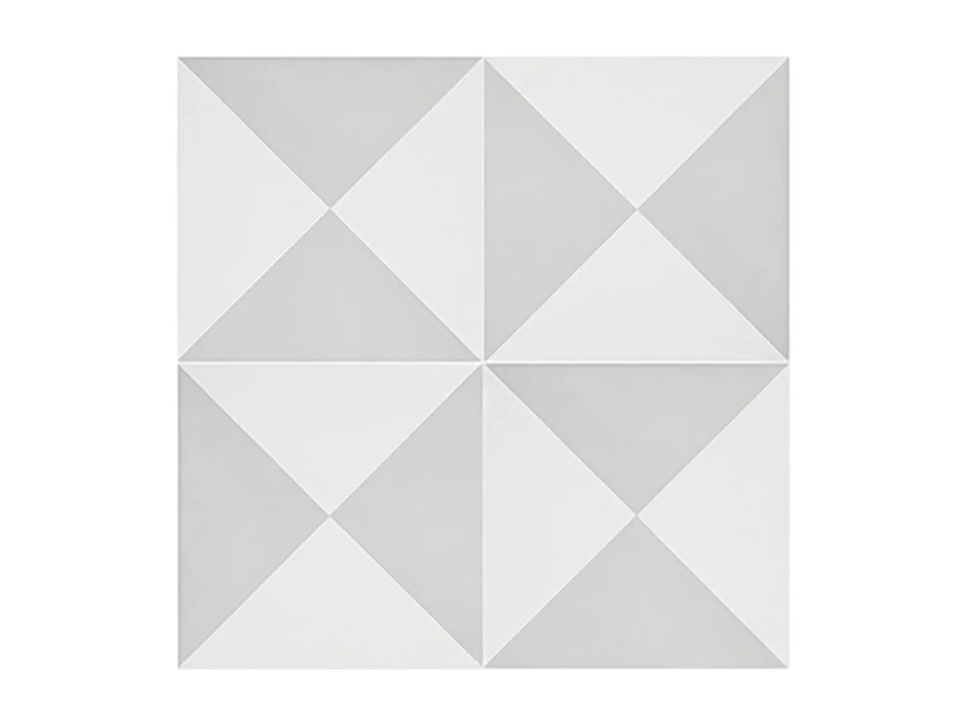 Boite de 24 Carreaux de ciment véritable 0,96m2 / Carreaux de ciment artisanaux pour sol et mur coloris gris/blanc - l.20 x L.20 cm