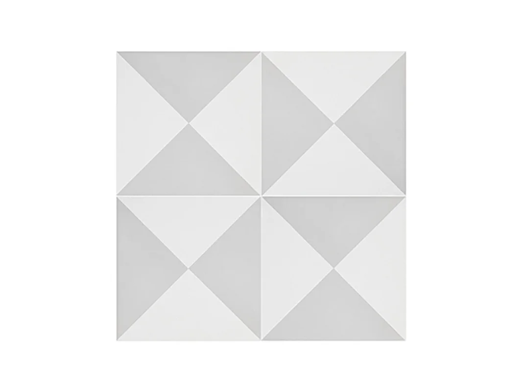 Boite de 24 Carreaux de ciment véritable 0,96m2 / Carreaux de ciment artisanaux pour sol et mur coloris gris/blanc - l.20 x L.20 cm