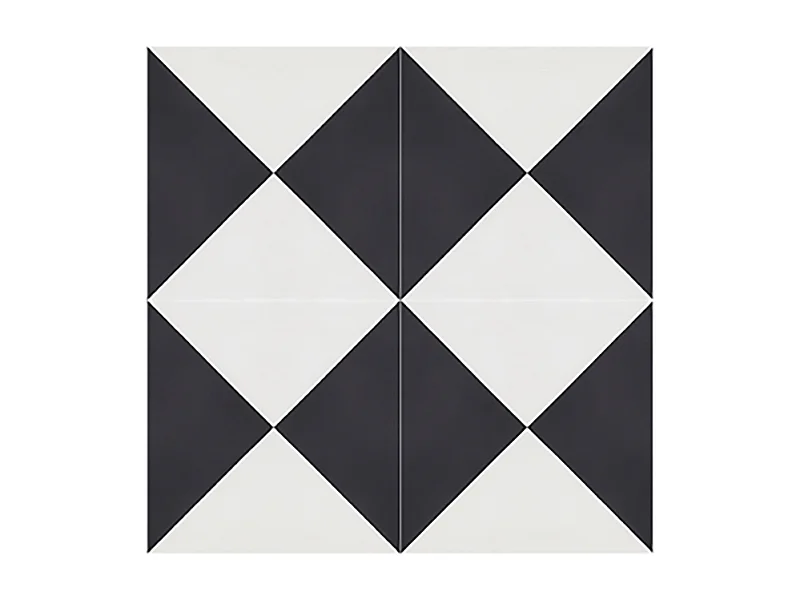 Boite de 24 Carreaux de ciment véritable 0,96m2 / Carreaux de ciment artisanaux coloris noir/blanc pour sol et mur - l.20 x L.20cm