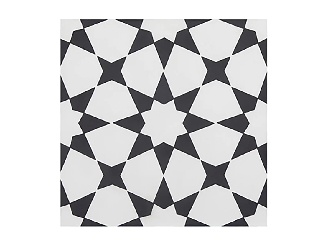 Boite de 24 Carreaux de ciment véritable 0,96m2 / Carreaux de ciment artisanaux pour sol et mur coloris noir / blanc - l.20 x L.20 cm