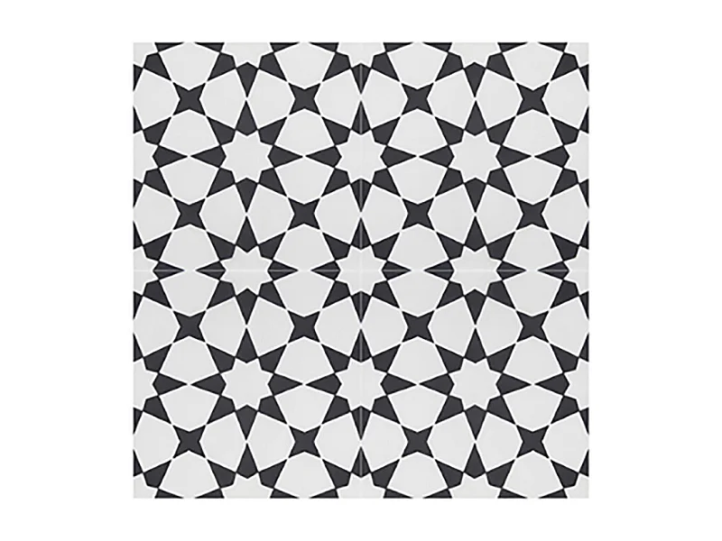 Boite de 24 Carreaux de ciment véritable 0,96m2 / Carreaux de ciment artisanaux pour sol et mur coloris noir / blanc - l.20 x L.20 cm