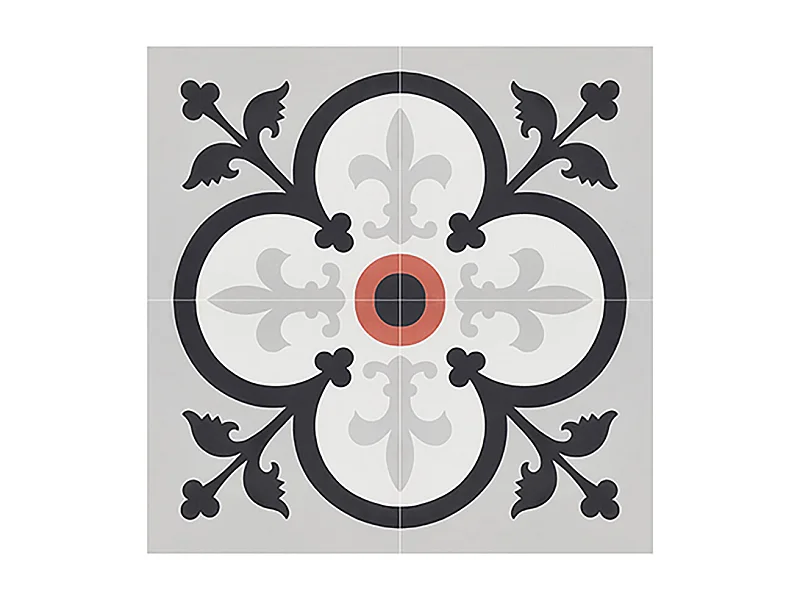 Boite de 24 Carreaux de ciment véritable 0,96m2 / Carreaux de ciment artisanaux pour sol et mur multicolore - l.20 x L.20cm 