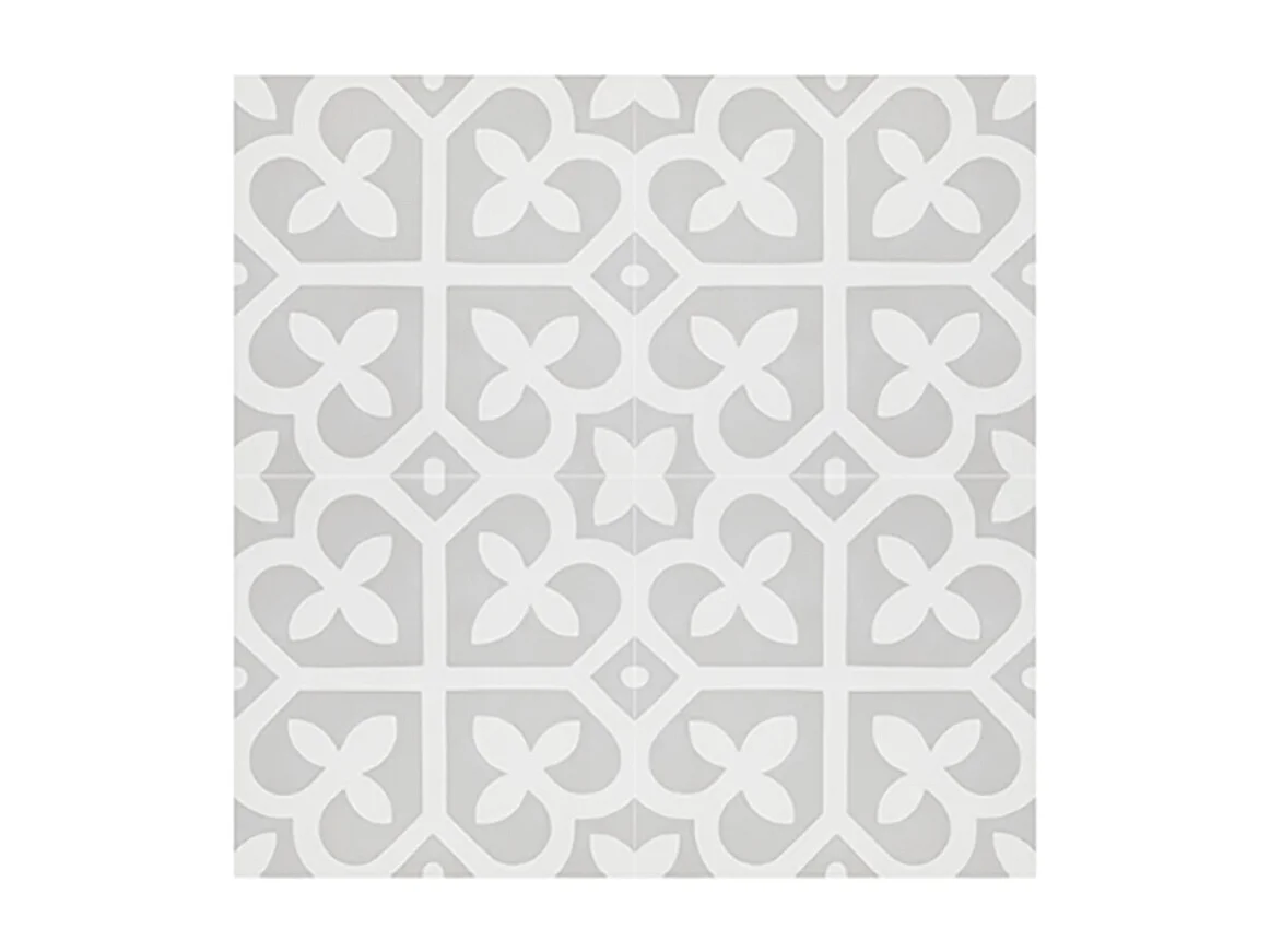 Boite de 24 Carreaux de ciment véritable 0,96m2 / Carreaux de ciment artisanaux pour sol et mur coloris gris et blanc - l.20 x L.20cm
