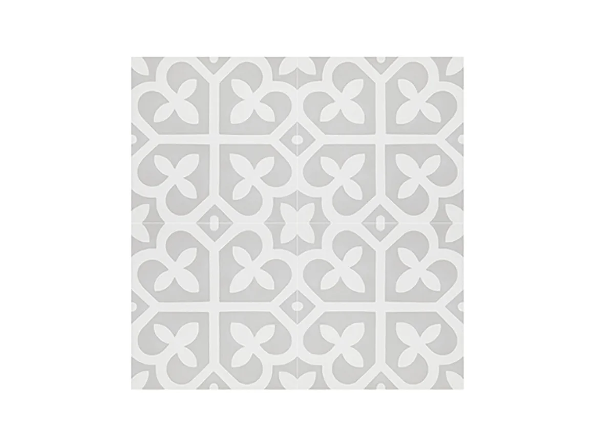 Boite de 24 Carreaux de ciment véritable 0,96m2 / Carreaux de ciment artisanaux pour sol et mur coloris gris et blanc - l.20 x L.20cm