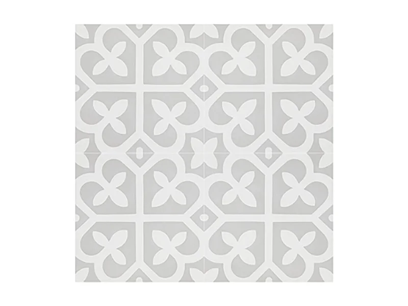 Boite de 24 Carreaux de ciment véritable 0,96m2 / Carreaux de ciment artisanaux pour sol et mur coloris gris et blanc - l.20 x L.20cm