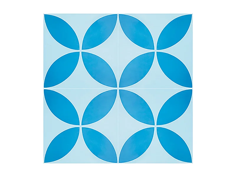 Boite de 24 Carreaux de ciment véritable 0,96m2/ Carreaux de ciment artisanaux coloris Bleu pour sol et mur - l.20 x L.20cm