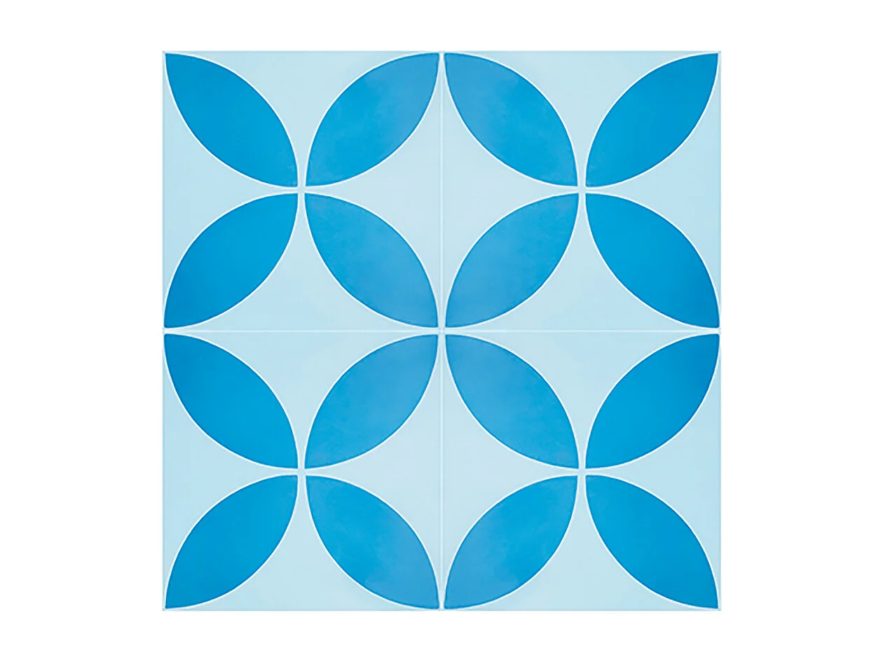 Boite de 24 Carreaux de ciment véritable 0,96m2/ Carreaux de ciment artisanaux coloris Bleu pour sol et mur - l.20 x L.20cm