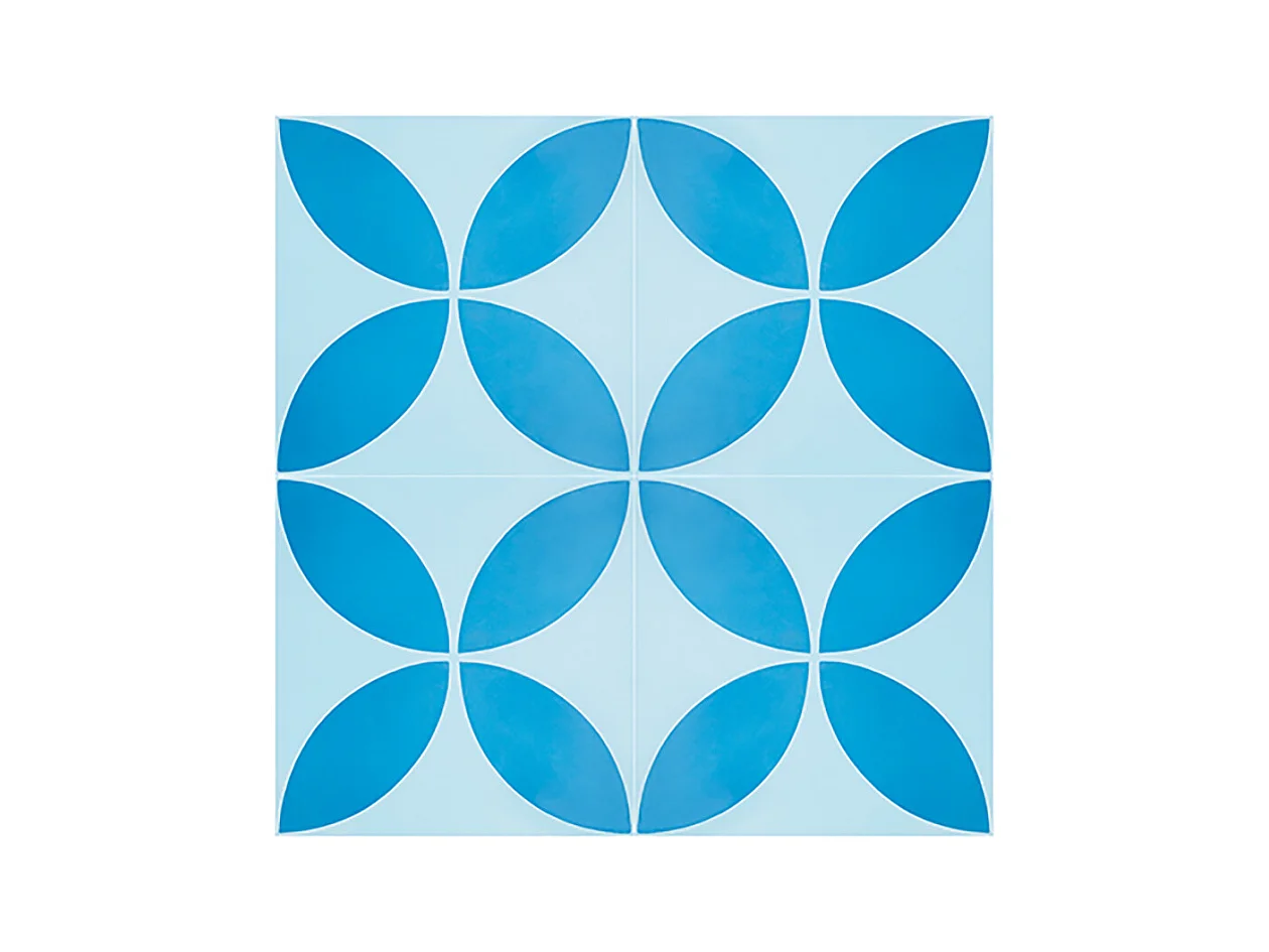 Boite de 24 Carreaux de ciment véritable 0,96m2/ Carreaux de ciment artisanaux coloris Bleu pour sol et mur - l.20 x L.20cm